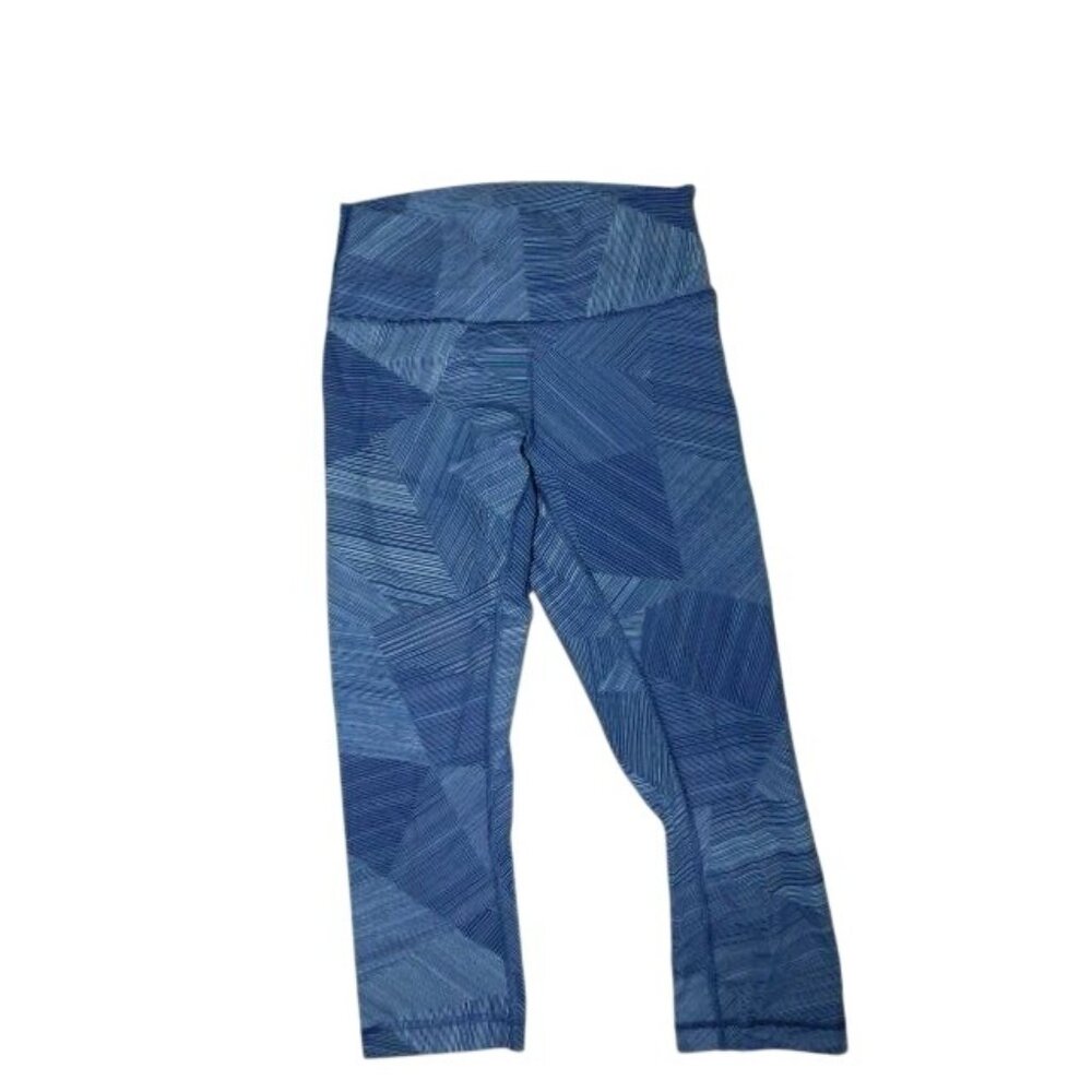 Lululemon Size 8 Navy Blue White Croppped Athletic Leggings Pants